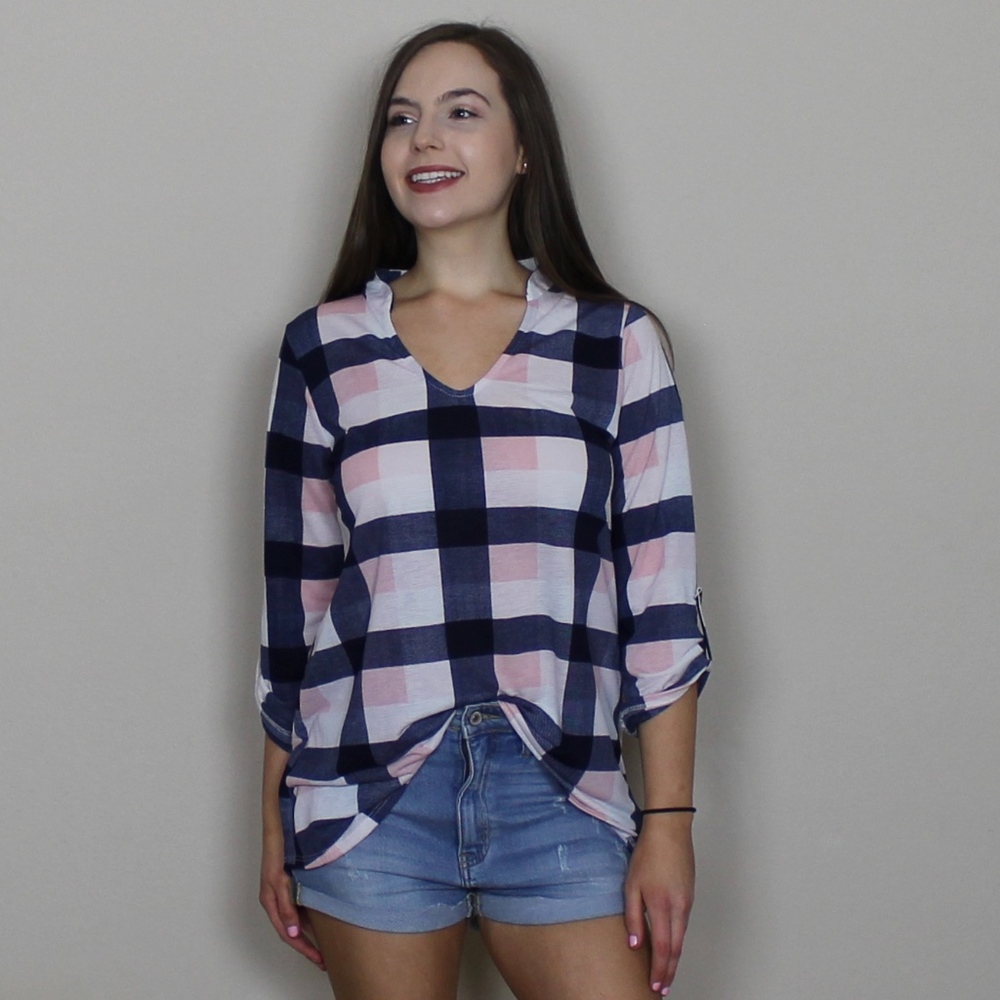 Plaid Peasant Top
